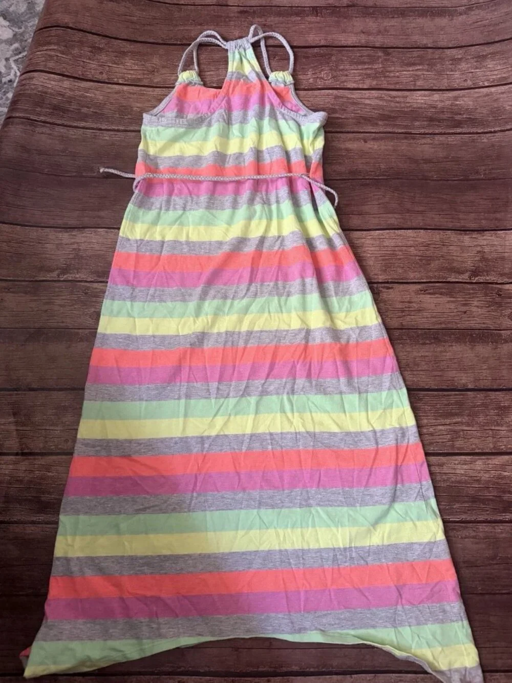 Girl’s Circo Neon Grey Striped Sundress Dress M 7/8